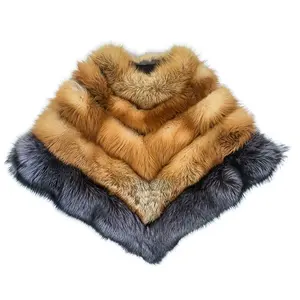 Hochwertiger Jtfur Female Luxus Rotfuchs Pelz Cape Fluffy Thick Winter Fox Pelzmantel