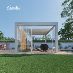 Биоклиматическая пергола AlunoTec с выдвижной крышей, алюминиевая, водонепроницаемая, с регулируемыми ламелями, моторизованная, для улицы - Product Image 5