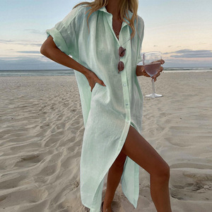 <span class=keywords><strong>Vestido</strong></span> midi tipo <span class=keywords><strong>camiseta</strong></span> de <span class=keywords><strong>manga</strong></span> <span class=keywords><strong>larga</strong></span> informal y holgado de color liso estilo INS para mujer, estilo europeo-americano, para playa, 2026 - Product Image 1