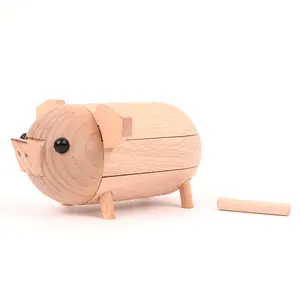 New Design Educational Creative Wooden Pig Model Children's DIY 3D Puzzle Wooden For Kids