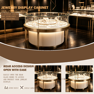 Vitrine à bijoux en bois durable, écologique, éclairée par LED, de luxe, personnalisée, avec comptoir incurvé pour bijoux de mode style <span class=keywords><strong>Pandora</strong></span> - Product Image 6
