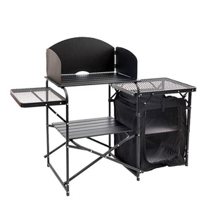 Enjoy Leisure Outdoor Mobile Kitchen Aluminum Alloy <b>Folding</b> <b>Table</b> With Storage For Camping Picnic Party - Product Image 2