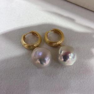 Moda inci küpeler kadın yaldızlı pirinç gerçek doğal barok inci küpeler - Product Image 2