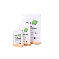 Support de menu de table, présentoir de prospectus, présentoir double face en acrylique transparent, support de signalisation en acrylique en forme de T avec base en bois