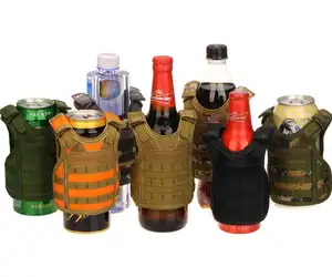 سترة صغيرة تكتيكية مخصصة لتزين زجاجات المشروبات مجموعة واقية لزجاجات البيرة سترات صغيرة لحامل سترة البيرة