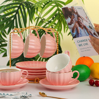 Ensemble de tasses à café et soucoupes en céramique élégant et luxueux, style britannique, pour le thé de l'après-midi, ensemble de six pièces pour la maison