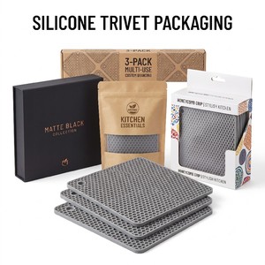 Sous-plat carré en silicone gris 18 cm, antidérapant, résistant à la chaleur, pour cuisine, qualité alimentaire, support <span class=keywords><strong>de</strong></span> casserole personnalisé, <span class=keywords><strong>set</strong></span> <span class=keywords><strong>de</strong></span> dessous <span class=keywords><strong>de</strong></span> plat - Product Image 3