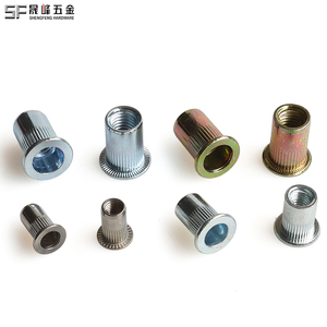 <span class=keywords><strong>Tuercas</strong></span> remachables <span class=keywords><strong>de</strong></span> cabeza plana con cuerpo moleteado <span class=keywords><strong>y</strong></span> extremo abierto, <span class=keywords><strong>de</strong></span> acero al carbono cincado, métricas/unidas M4M5M6M8M10M12 1/4'' 5/16'' 3/8'' 1/2'' - Product Image 2