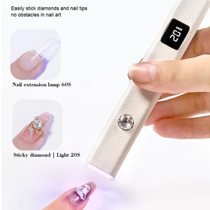 Lampe UV LED rechargeable 2-en-1 pour ongles, double usage, en cuir PU, portable, pour le séchage du gel, avec aimant et stylo à strass - Product Image 4
