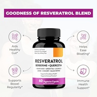 Capsules de Mélange de Resvératrol Entièrement Naturel 9-en-1 OEM d'Usine pour Nettoyage Intestinal et Antioxydant, avec Berbérine et Quercétine, 60 Capsules/Flacon pour Adultes