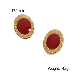 Boucles d'oreilles ovales modernes en acier inoxydable 304 plaqué or 18 carats, imperméables, non décolorantes, matériau de bijoux pour un usage quotidien et les fêtes - Product Image 6