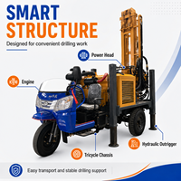 Foreuse portable diesel 300m montée sur tricycle pour puits d'eau, machine de forage pour l'irrigation agricole et les puits d'eau souterraine