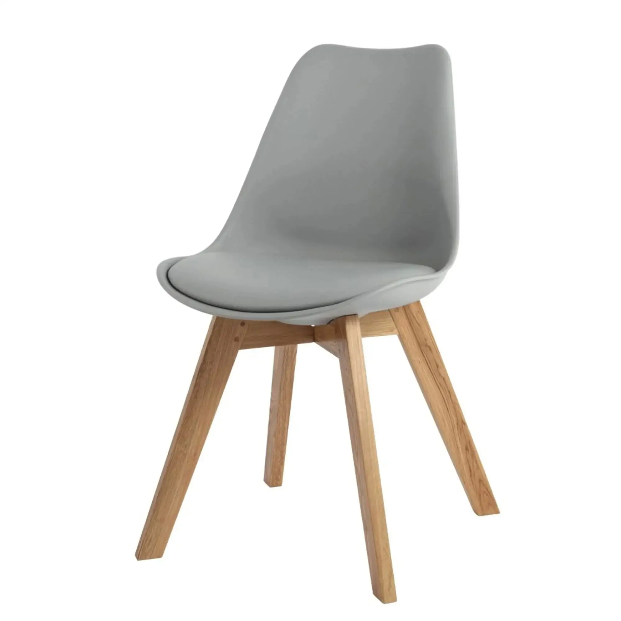 Grey Tulip Chair Scandinavian Plastic Chair with Solid wood legs