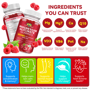 SOLOTREE Magnesio Glicinato 600mg, Magnesio Glicinato 3-in-1, Favorisce il Rilassamento, Caramelle Gommose al Magnesio Glicinato - Product Image 2