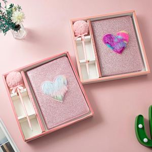Custom Pink Heart Shaped Plush Notebook Fashion Personal Notebook A5 - Product Image 2