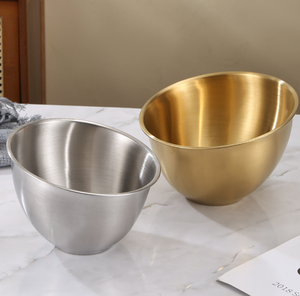Tazón de Acero Inoxidable Estilo Coreano <span class=keywords><strong>con</strong></span> Boca Inclinada, Dorado/Plateado, para Ensaladas, Gran Capacidad, para Servir Comida en Casa o en Restaurantes - Product Image 4