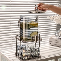 Ensemble Pichet en Verre Thermorésistant avec Robinet, Grande Capacité, pour Boissons Chaudes et Froides, Thé, Jus et Sodas