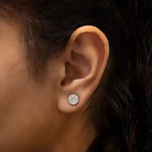 Pendientes de oro puro de 18 quilates con diamantes de racimo redondo de lujo, pendientes minimalistas de oro puro hechos a mano dos en uno para ella, venta al por mayor - Product Image 5