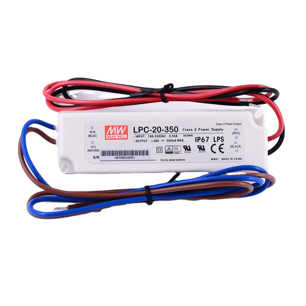 Mean Well LPC 20W 350mA LED Driver LPC-20-350 AC-DC Single Output Constant Current Switching Power Supply