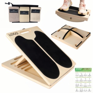 3 in 1 Wooden Slant Board Balance Board <b>Set</b> with Resistance Bands Adjustable Calf Stretcher Portable Home Gym Fitness Kit - Product Image 1