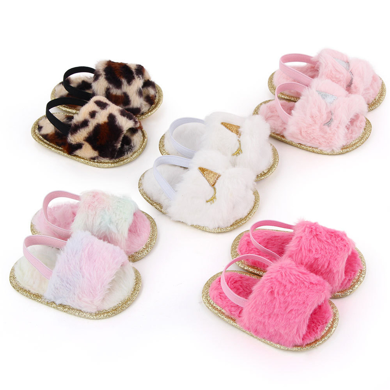 Fashion Kids Girls Boys Fur Sandals