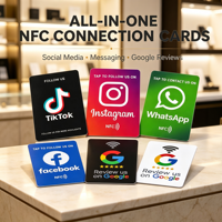 Support de Présentation de Carte de Membre PVC sans Contact avec Puce NFC, Code QR, Fonction Tap & Social Media, Carte WhatsApp Personnalisée pour Hôtels