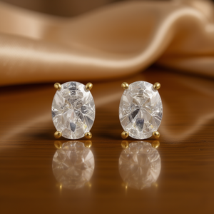 Clásicos pendientes de diamantes de corte ovalado en oro macizo de 18 quilates para mujer, joyería certificada GIA para bodas. - Product Image 2