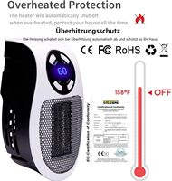 Chauffage d'appoint portable pour chambre à coucher, avec affichage LED, petit radiateur électrique avec protection contre la surchauffe