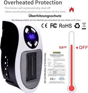 Calentadores <span class=keywords><strong>de</strong></span> Espacio Portátiles para Dormitorio, Calentador Eléctrico <span class=keywords><strong>Pequeño</strong></span> con Pantalla LED y Protección contra Sobrecalentamiento - Product Image 3