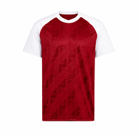 Camiseta de Fútbol Personalizada con Patrón Jacquard Tonal, Manga Raglán, Cuello en V, Secado Rápido, 100% Poliéster, para Uniforme de Equipo de Fútbol