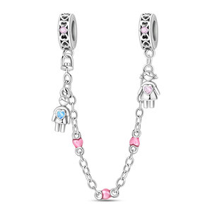 Copper-plated silver <b>bracelet</b> pendant, men's and women's safety chain pendant <b>beads</b>, fashion jewelry accessories, popular styles - Product Image 5