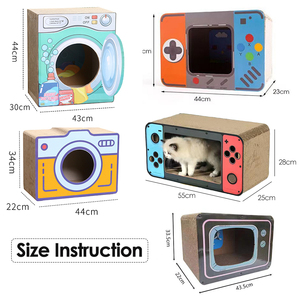 Casa de gato de dibujos animados para gatos, caja de Casa de gato corrugado para rascar, contenedor, casa de cartón, caja de juguete - Product Image 3