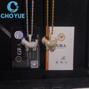 จี้รูปสัตว์ชุบทองคำ 18K เงินแท้ 925 สำหรับผู้ชาย ประดับเพชรโมอิสซาไนต์แบบไมโครเพฟ สไตล์ฮิปฮอป เหมาะสำหรับใส่ทุกวัน - Product Image 4