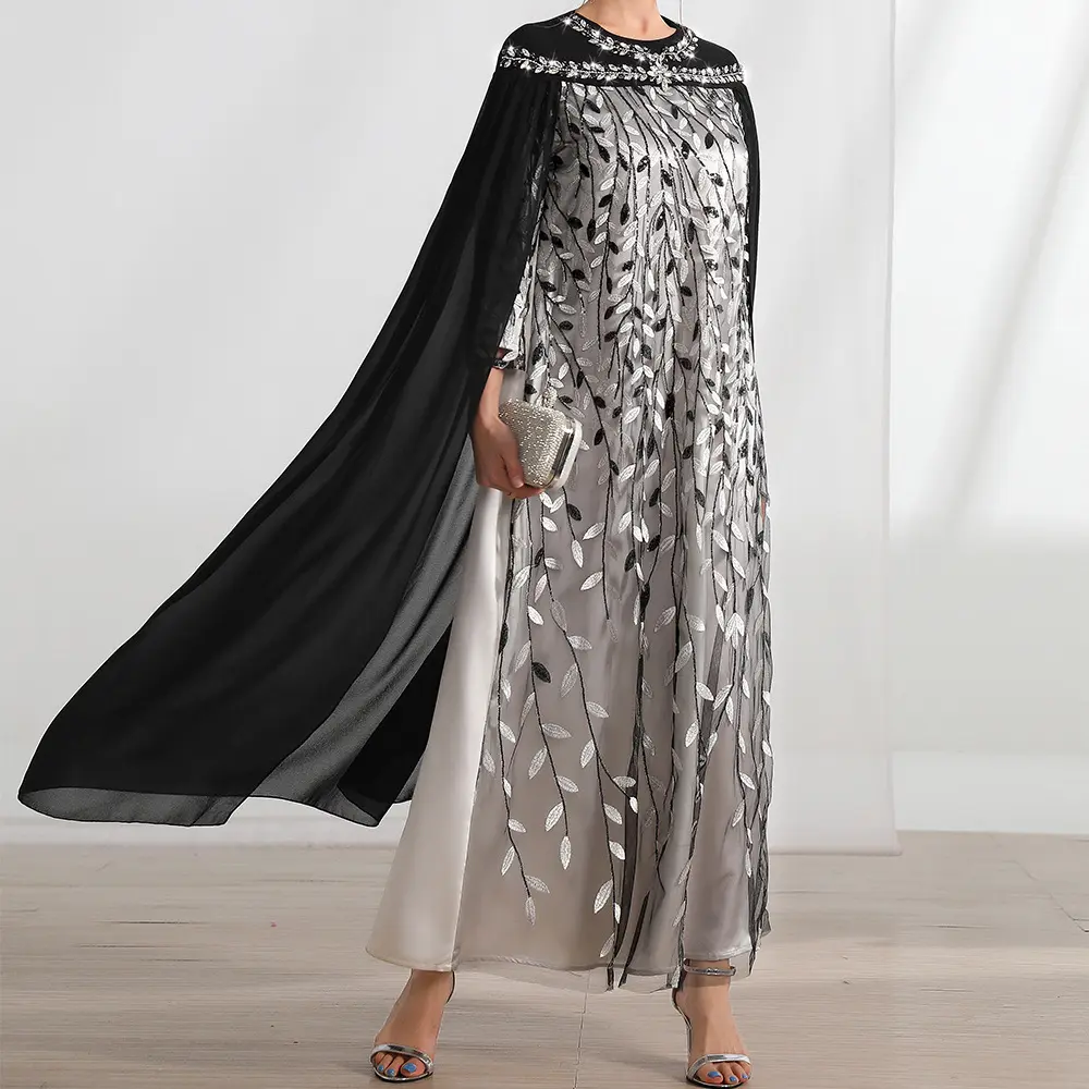 Dubai Muslim Luxus Stickerei Strass Netz Garn Robe Daffah Abaya Thobe Ramadan elegante Umhang Kleid Frauen islamische Kleidung