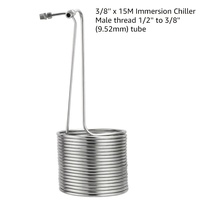 Refroidisseur à immersion en acier inoxydable avec raccord mâle 1/2 à 3/8, équipement de refroidissement liquide pour brasserie artisanale, brassage de bière et de vin