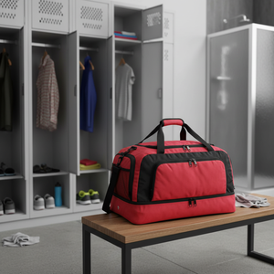 Borsa sportiva rossa di grande capacità con scomparti multipli per viaggi e uso in palestra - Product Image 3