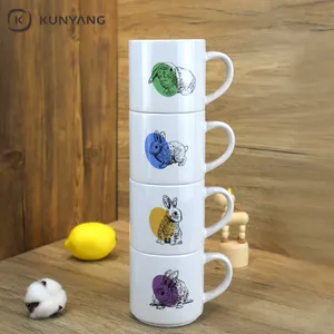 kunyang factory wholesale Easter 10oz coffee cup custom logo 300ml sublimation stack ceramic mugs