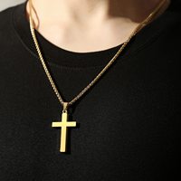 Collier pendentif croix tendance avec chaîne à maillons et breloque pour hommes et femmes, bijoux religieux cool, accessoires en métal, cadeau de fête
