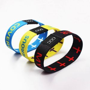 High Quality Printed Logo Fabric <b>Bracelet</b> Sport Custom Elastic Wristbands - Product Image 1