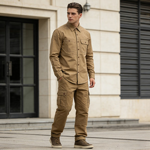 Chemise à manches longues OKONKWO pour <span class=keywords><strong>homme</strong></span>, style <span class=keywords><strong>japonais</strong></span>, décontractée, à chevrons, couleur unie, perlée, nouvelle collection automne - Product Image 3