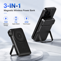 Batterie externe magnétique sans fil 3-en-1 10000 mAh, chargeur de montre 15W, charge rapide 20W, support métallique intégré pour iPhone 12-17