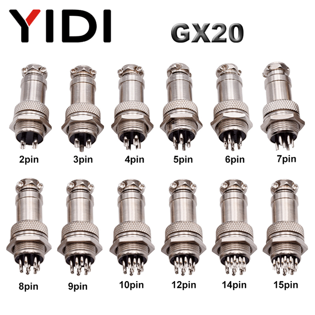 GX20 2 3 4 5 6 7 8 9 10 12 14 15 Pin Aviation Air Metal Industrial Electrical Male Female Socket Plug Wire Connector Panel Mount