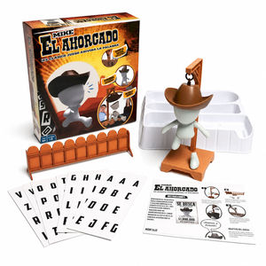 Jeu de devinettes de mots espagnols 1:1 El Ahorcado Mike, jeu de l'éducatif classique Hangman sur le thème du cowboy, jeu de société éducatif d'orthographe 12+ ans, en papier et plastique - Product Image 1