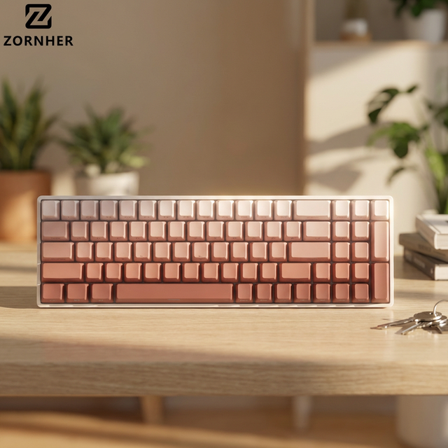 Zornher ZH100 White Blusher Mechanical Keyboard RGB Backlighting 98% Layout PBT Dipped Keycaps Three-mode Wireless Keyboard