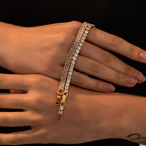 Modernas Pulseras y Brazaletes de Tenis de Acero Inoxidable 316L con Baño de Oro de 14k y 18k y Circonitas para Mujer, que no se deslustran - Product Image 2