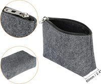Étui à crayons en feutre, boîte à stylos, lot de 2, sac de rangement pour papeterie avec fermeture éclair, adapté pour le rangement au bureau, sac de maquillage gris