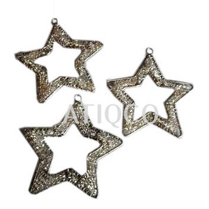 Iron Metal Wire & Glass Beads <b>Star</b> X-mas <b>Hanging</b> Red Colour Christmas Tree Decorations Christmas Stocking Christmas Ribbon - Product Image 5