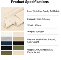 Tissu sergé cavalerie 100 % polyester sans lavage pour pantalons à jambes larges, chemises, coupe-vent, vêtements décontractés d'extérieur – Vente en gros