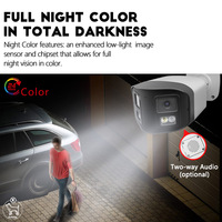 Cámara de Seguridad IP POE con Cable para Exteriores, Doble Lente de 4MP, Gran Angular de 180 Grados, Visión Nocturna en Color, Audio Bidireccional, Almacenamiento de Datos en Tarjeta SD
