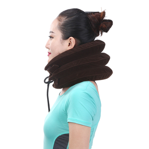 Bantal penghilang nyeri leher tengkuk, alat traksi leher tiup bisa disesuaikan - Product Image 3